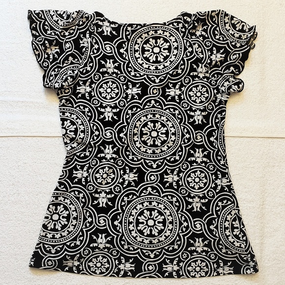 🐱Carole Little Short Sleeve Black & White Top - Picture 5 of 5